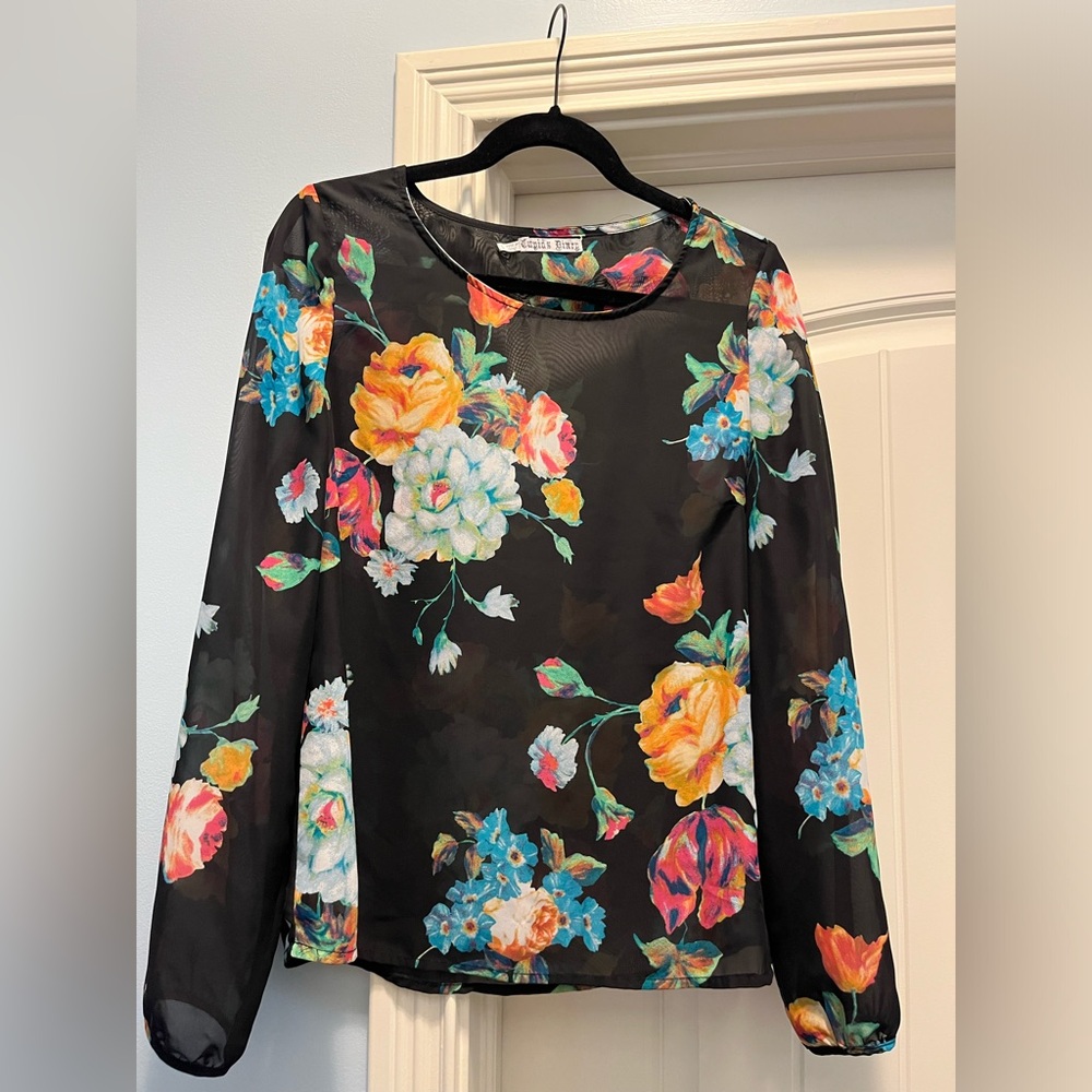 Floral print long sleeve blouse